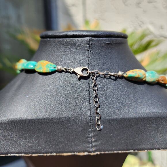 Vtg Royston Turquoise Necklace Sterling Silver Blue Green Brown Gemstone Native - Picture 4 of 12